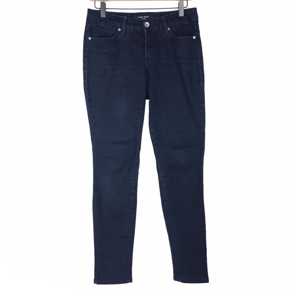 NINE WEST Jeans Cigarette Fit Skinny Leg Slim Dark Wash Stretch Denim Size 6r/28